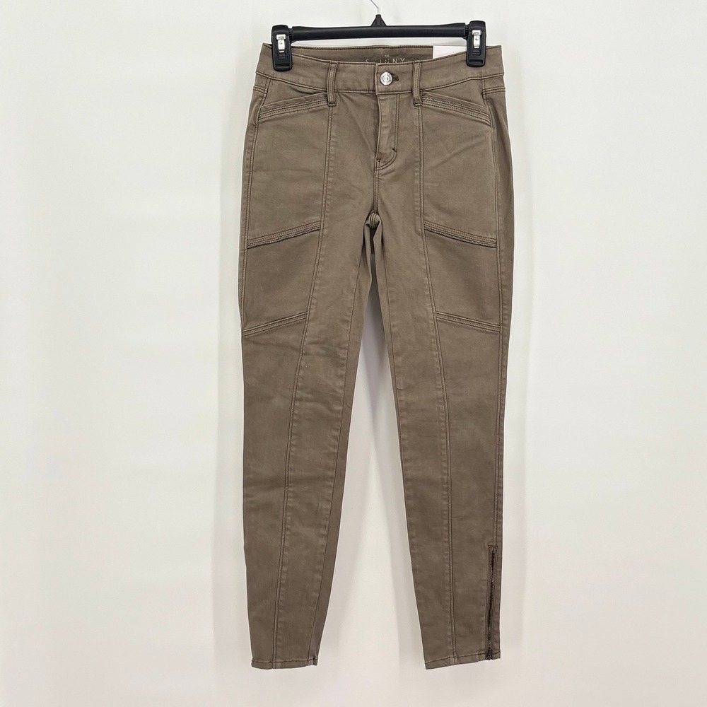 White House Black Market The Skinny Ankle Pants Olive Taupe Mid Rise Size 0